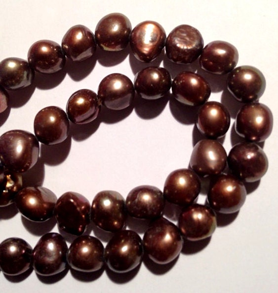 Corn Pearl Baroque Pearl Freshwater Pearl stunning dark brown color 8-9mm AAA----15" full strand 50 pcs  #CB6037 NEW Arrival
