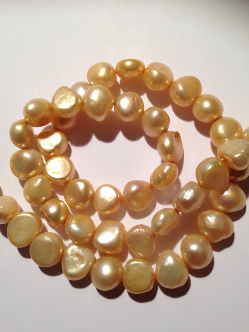 Corn Pearl Baroque Pearl Freshwater Pearl stunning yellow champagne color 8-9mm AA----15'' full strand 50pieces #CB6040 NEW Arrival