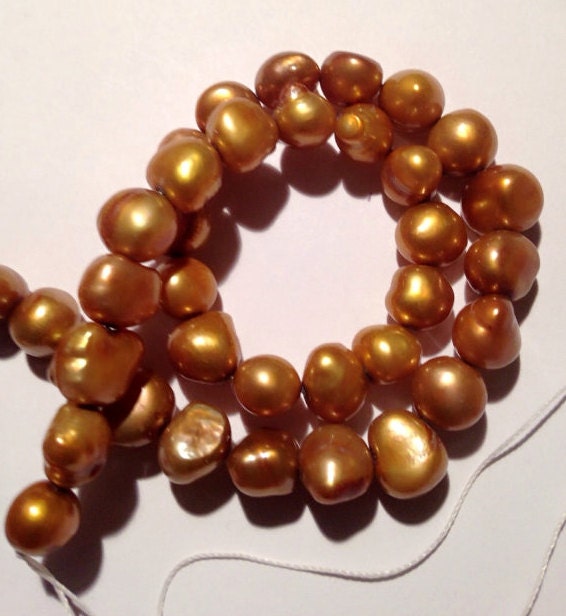 Corn Pearl Baroque Pearl Freshwater Pearl stunning bright brown color 8-9mm AA----15" full strand 50pieces #CB6041 NEW Arrival