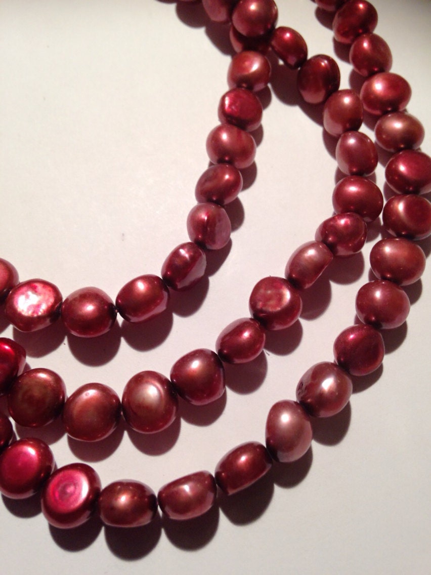 Freshwater Pearl Full strand of 8-9mm corn baroque pearl ----AA Red wine color--15" 50 pc #CB6043 NEW Arrival