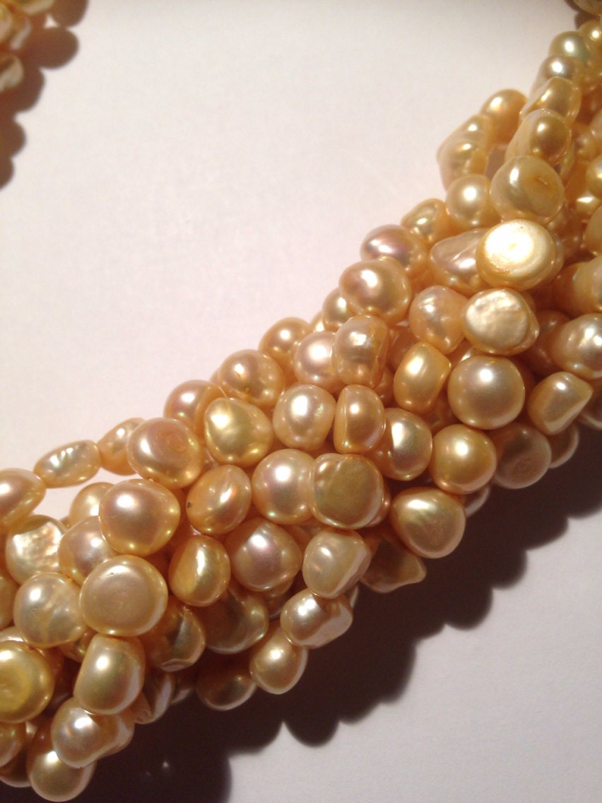 Corn Pearl Baroque Pearl Freshwater Pearl stunning yellow champagne color 8-9mm AA----15'' full strand 50pieces #CB6040 NEW Arrival