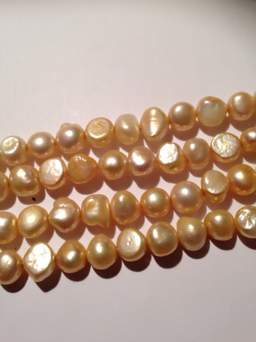 Corn Pearl Baroque Pearl Freshwater Pearl stunning yellow champagne color 8-9mm AA----15'' full strand 50pieces #CB6040 NEW Arrival