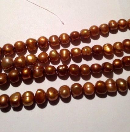 Corn Pearl Baroque Pearl Freshwater Pearl stunning bright brown color 8-9mm AA----15" full strand 50pieces #CB6041 NEW Arrival