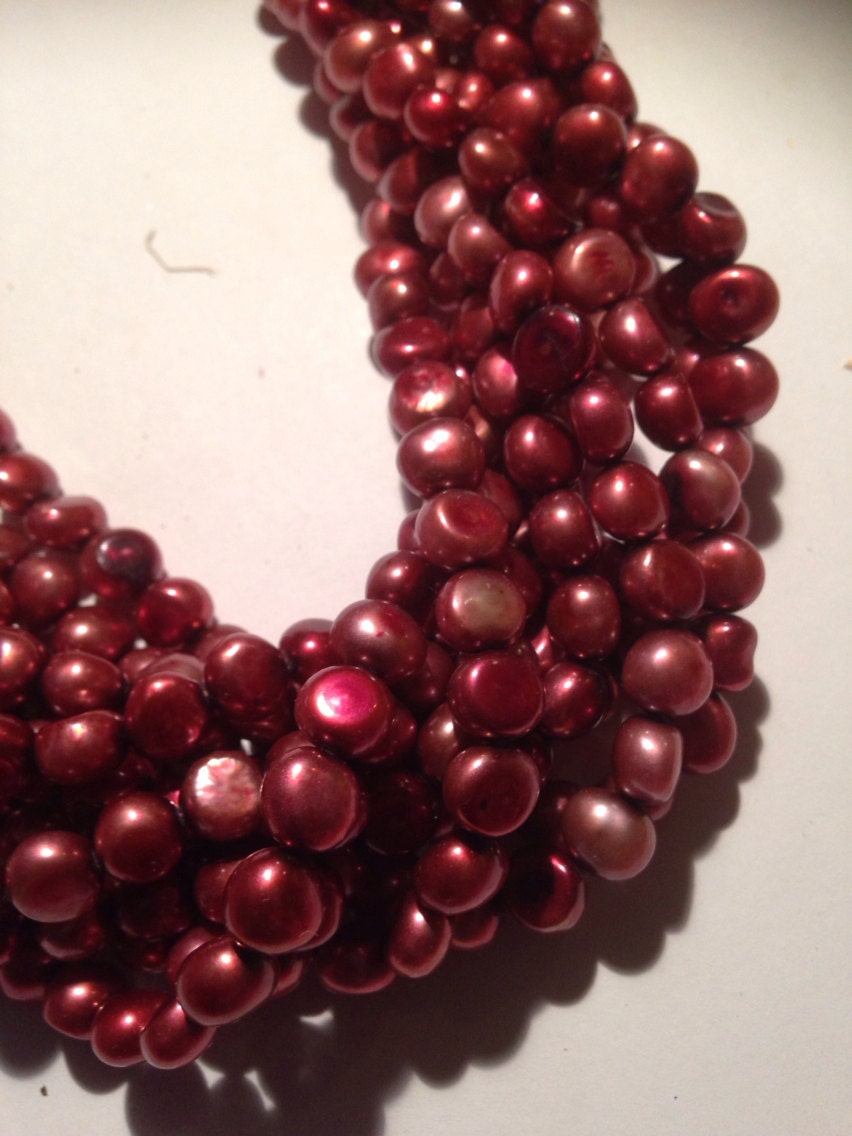 Freshwater Pearl Full strand of 8-9mm corn baroque pearl ----AA Red wine color--15" 50 pc #CB6043 NEW Arrival