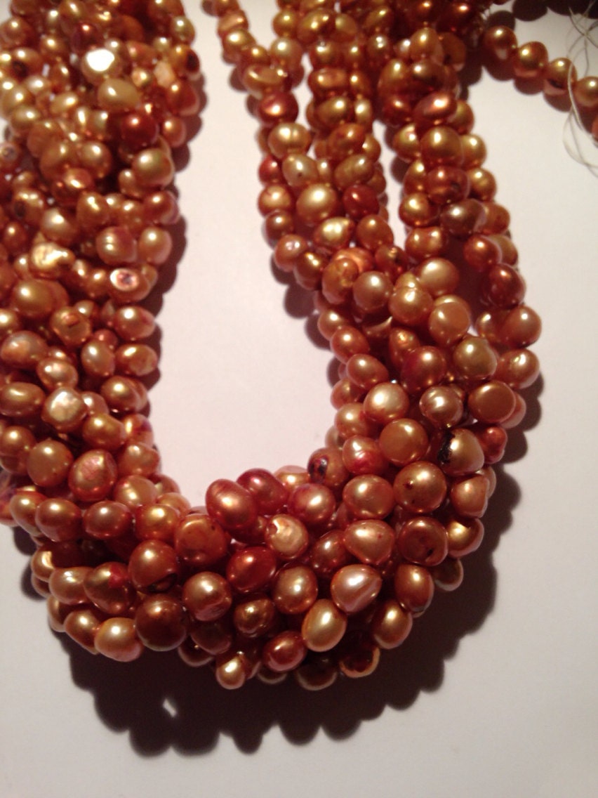 Freshwater Pearl Full strand of 8-9mm corn baroque pearl ---Stunning vintage peach color---15"  50pieces #CB6044 NEW Arrival