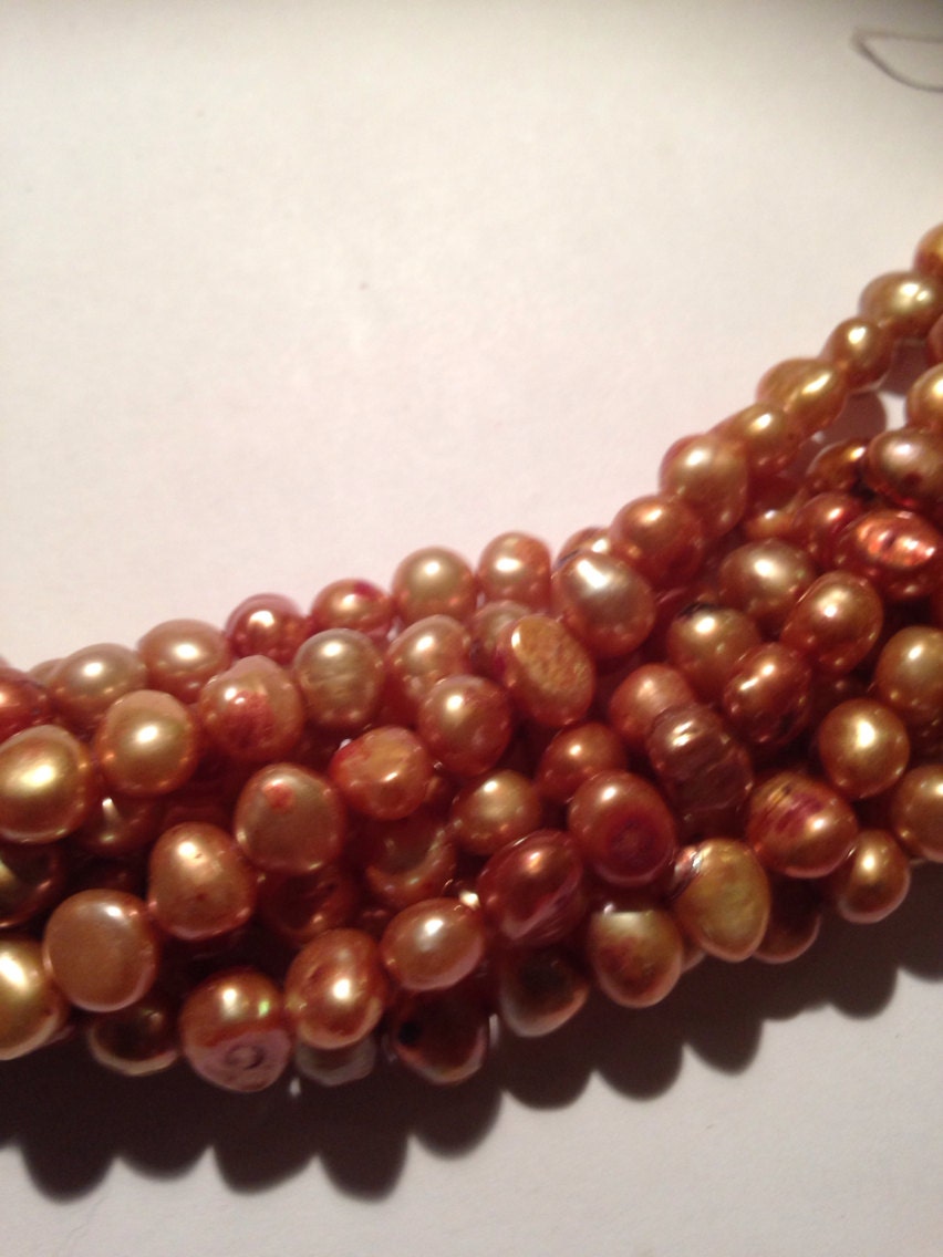 Freshwater Pearl Full strand of 8-9mm corn baroque pearl ---Stunning vintage peach color---15"  50pieces #CB6044 NEW Arrival