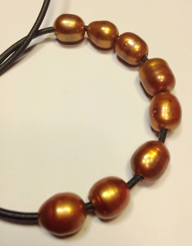 SALE 9-10mmX 11-13mm Large Hole Pearl Baroque Nugget Pearl Freshwater Pearls bright brown pearl 2.5-3mm hole ----8Pc  wholesale #LH8045