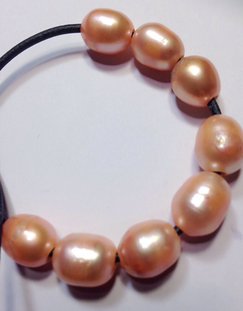 Large Hole Pearl Baroque Pearl Rice Pearl Nugget Pearl Freshwater Pearls peach 10mm X 11-13mm with 3mm hole -8Pc loose pearl beads #LH8043