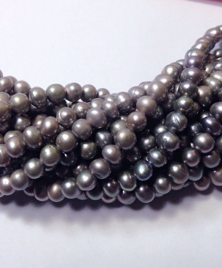 Full Strand Grey Freshwater Pearl 5-6mm 15" 70pc round potato pearls--- NEW Arrival Promotion #RS2021