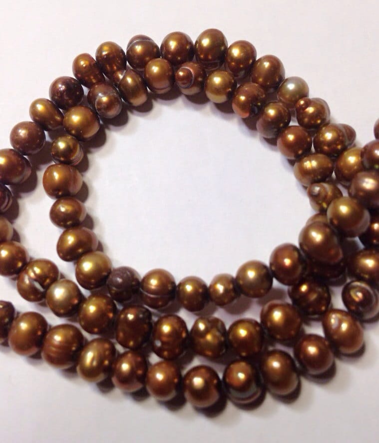 CLEARANCE Full Strand Brown Freshwater Pearl-- 5-6mm 15" 70pc round potato pearls---SALE #RS2024
