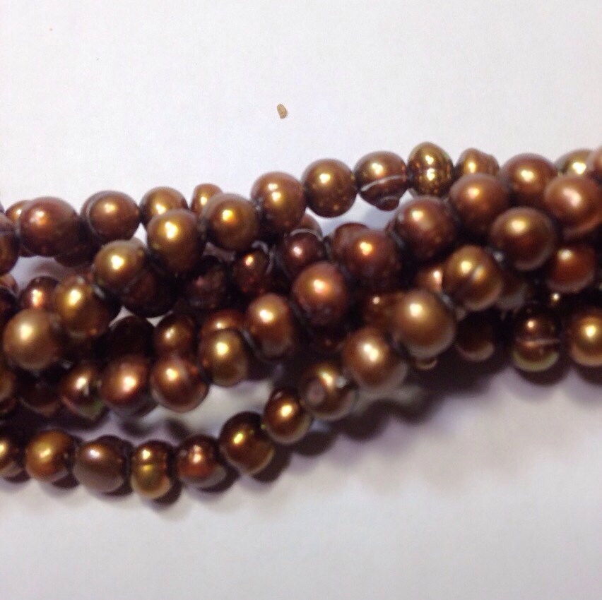 CLEARANCE Full Strand Brown Freshwater Pearl-- 5-6mm 15" 70pc round potato pearls---SALE #RS2024