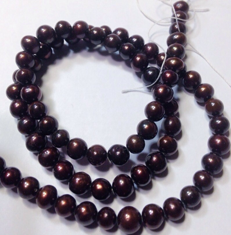 AA 5-6mm Freshwater Pearl round potato seed pearl Dark Brown pearl beads--Full Strand15" strand loose pearl for DIY project  #RS2014