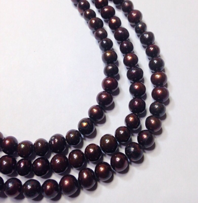 AA 5-6mm Freshwater Pearl round potato seed pearl Dark Brown pearl beads--Full Strand15" strand loose pearl for DIY project  #RS2014