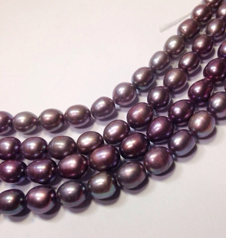 Rice Pearl Oval Pearl Freshwater Pearl dark rosy brown 6-7mm X 7-9mm----15 inches full strand 45pc #DR3011