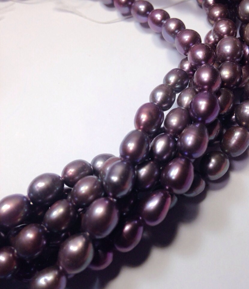 Rice Pearl Oval Pearl Freshwater Pearl dark rosy brown 6-7mm X 7-9mm----15 inches full strand 45pc #DR3011