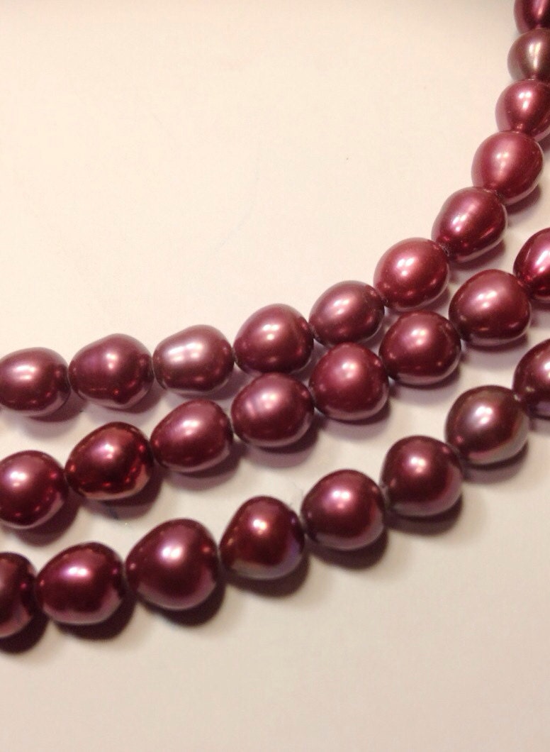 AA+ 6-7mm X 7-9mm Rice Pearl Oval Pearl Freshwater Pearl deep red wine ----15 inches full strand 45pc #DR3014