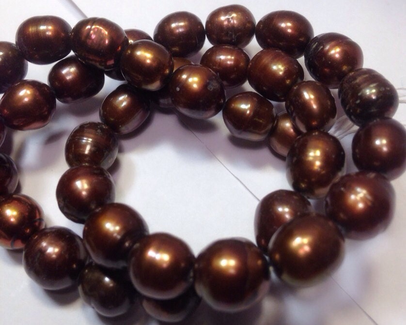 9X11mm Rice Baroque Pearl, dark brown Freshwater Pearl oval pearl--15" full strand 36 pc pearl beads #DR3022