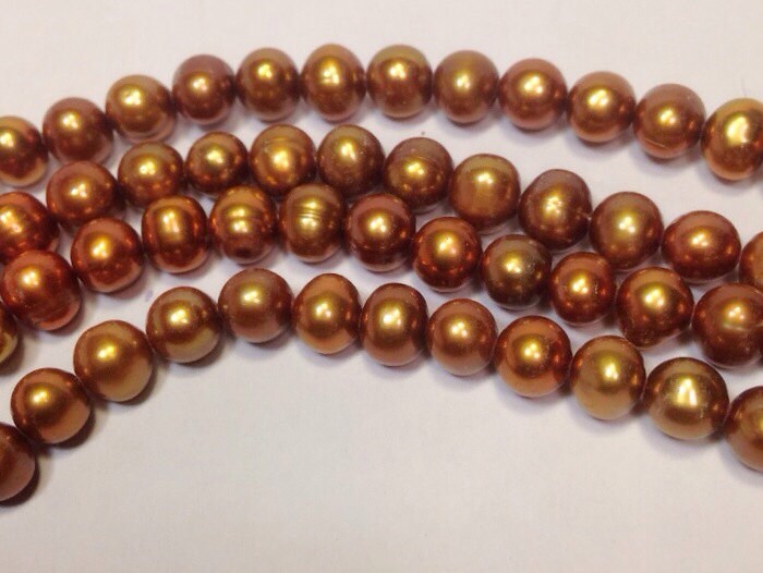 AA 6-7mm Freshwater Pearl round potato pearl Bright Brown pearl beads--Full Strand15" strand 65pc  #RS2037