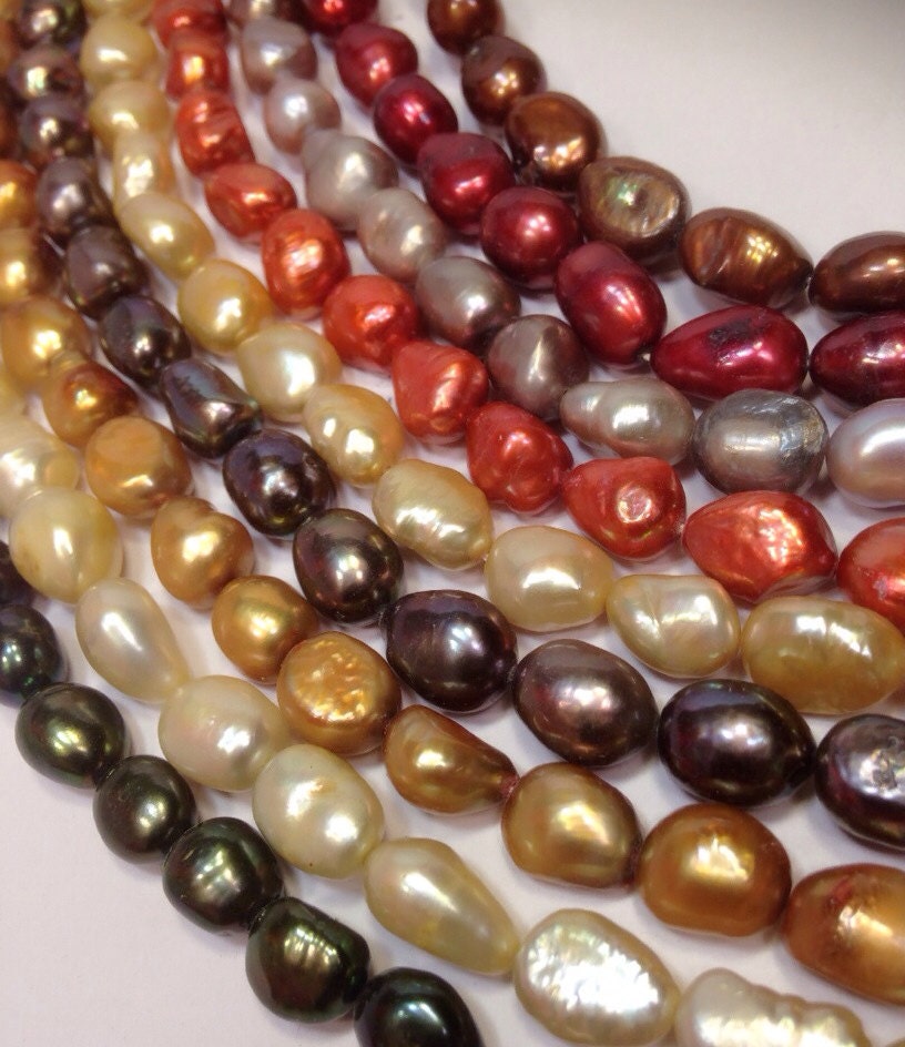 Baroque pearl Freshwater Pearl Burgundy Red 15" Full strand 8-12mm genuine pearl Clearance Sale #BA4031