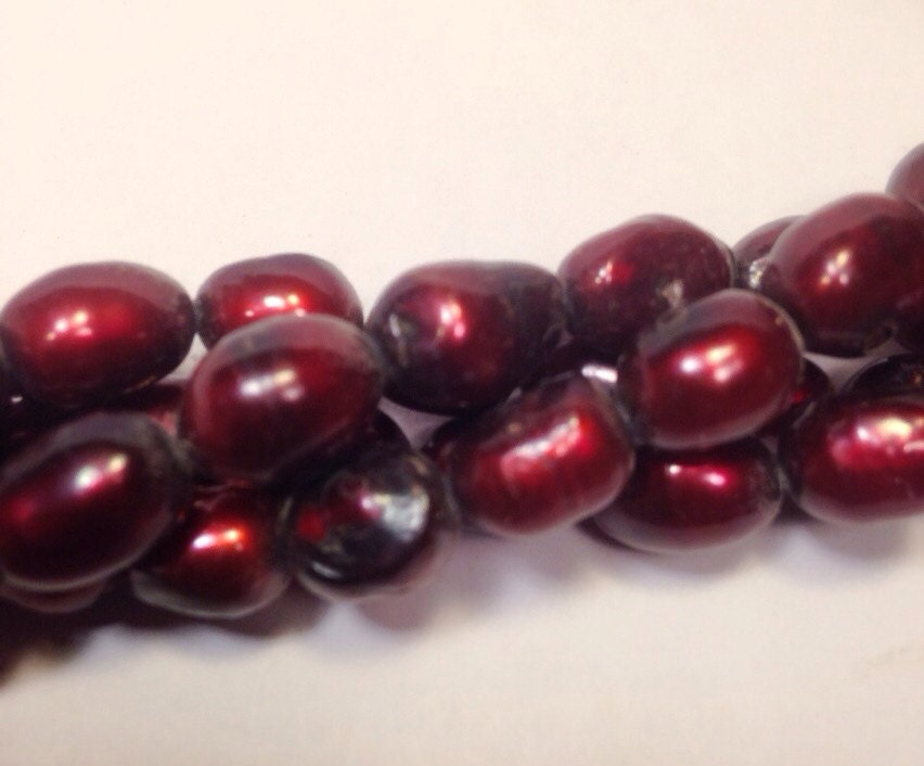 Baroque pearl Freshwater Pearl Burgundy Red 15" Full strand 8-12mm genuine pearl Clearance Sale #BA4031