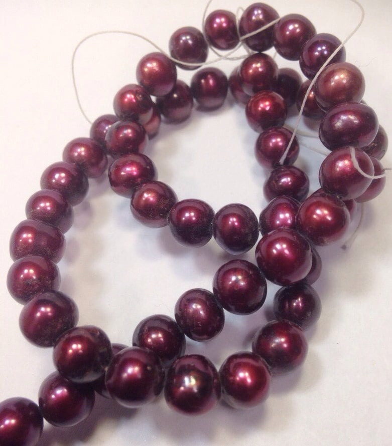 AA 7-8mm Burgundy Red Freshwater Pearl, stunning round potato pearl--16" full strand pearl 56+ pcs loose pearl beads #RS2043