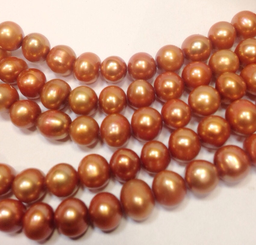 7-8mm AA Freshwater Pearl stunning Bronze round potato pearl--full strand pearl 16" 56+ pcs #2047