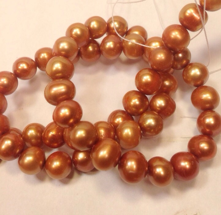7-8mm AA Freshwater Pearl stunning Bronze round potato pearl--full strand pearl 16" 56+ pcs #2047