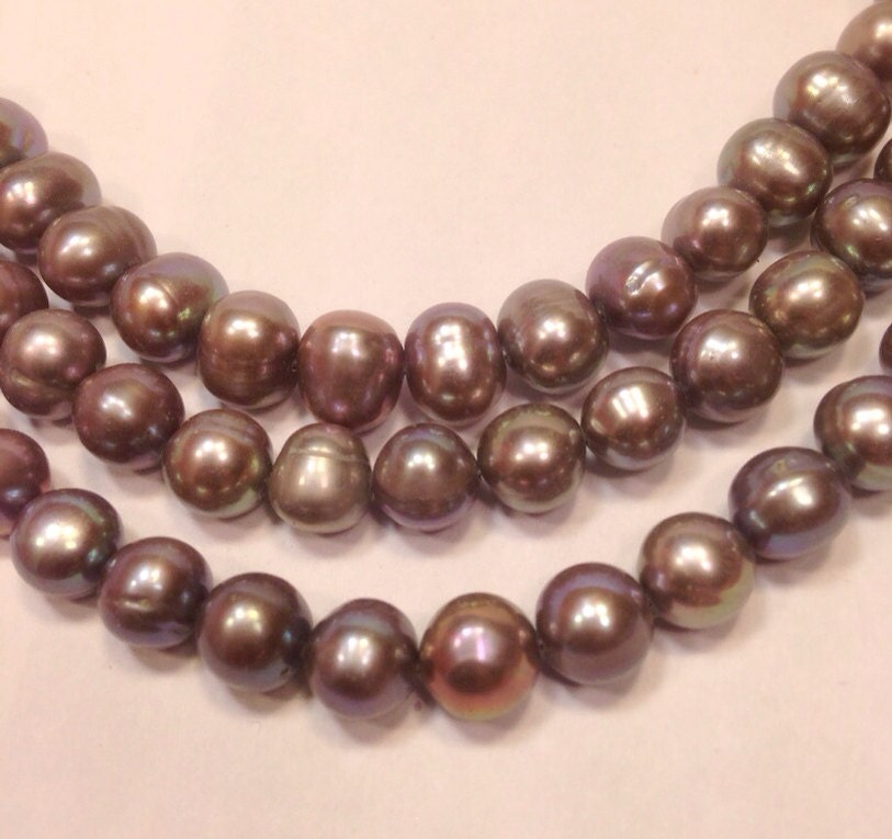 7-8mm AA+ Freshwater Pearl, full strand pearl 16" stunning Dark Grey round potato pearl-- 56+ pcs #2046