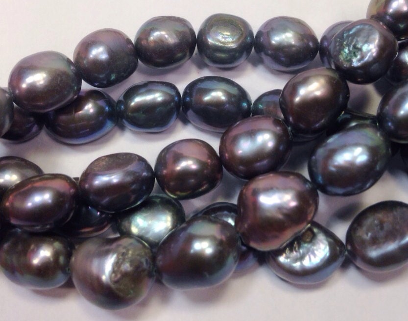 AAA 9-12mm Baroque pearl  Freshwater Pearl Peacock Blue Full Strand 15" genuine pearl NEW PROMOTION Sale #BA4034