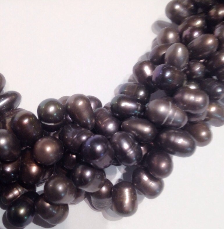 6X8mm Top drilled Dancing Pearl Freshwater Pearl black briolette tear drop pearl beads 15" full strand 75+ pc loose pearl beads  #DR3132