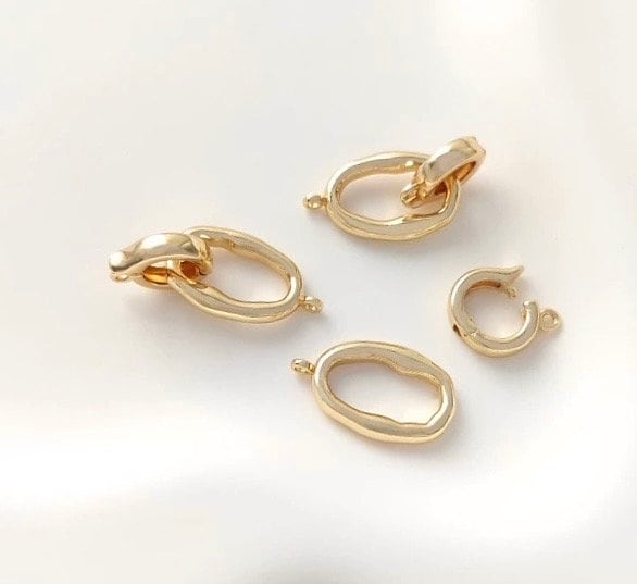 14k Gold plated pearl Clasp set, baroque pearl gold buckle clasp, flexiable beading oval connection clasp, wholesale #FDC017 NEW