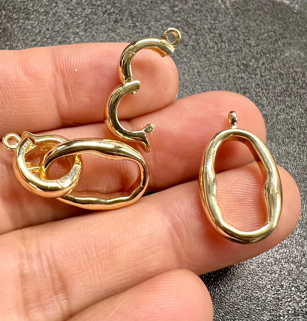 14k Gold plated pearl Clasp set, baroque pearl gold buckle clasp, flexiable beading oval connection clasp, wholesale #FDC017 NEW