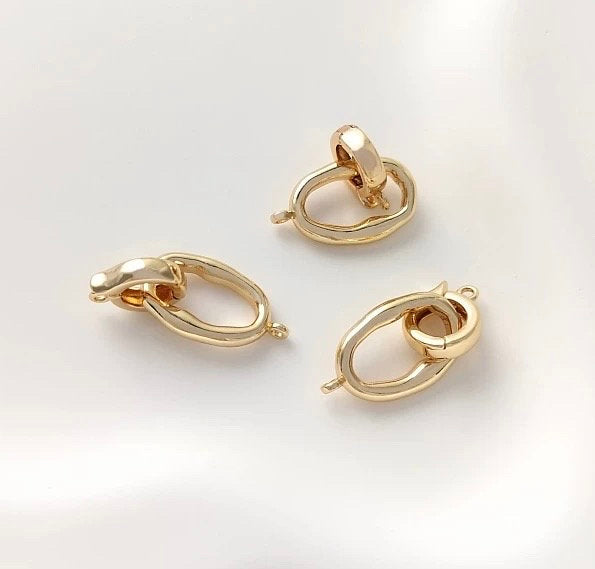 14k Gold plated pearl Clasp set, baroque pearl gold buckle clasp, flexiable beading oval connection clasp, wholesale #FDC017 NEW