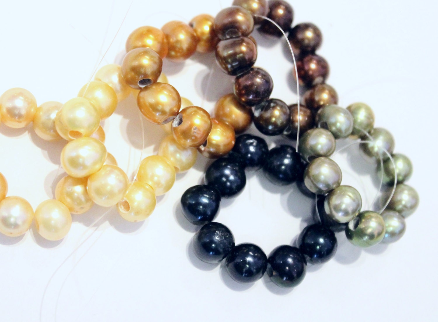 AA 7-8mm Large Hole Pearl Round Freshwater Pearl, vintage mint green pearl 2.5mm hole Pearl beads --10 pc high quality   #LH80073