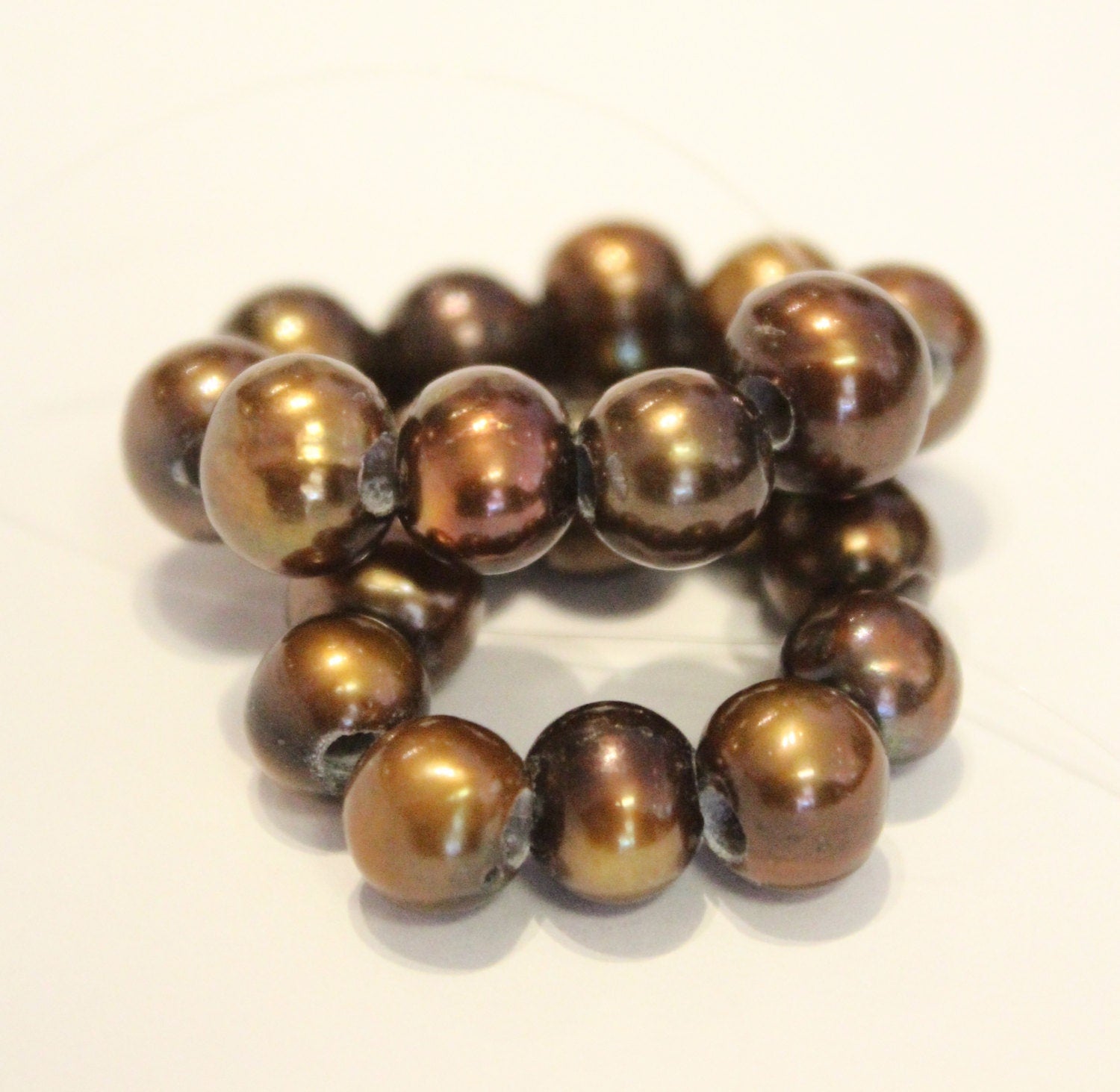Large Hole Pearl Round Pearl Freshwater Pearl dark brown AA 7-8mm with 2.5mm hole beads--10 pc high quality  #LH80075