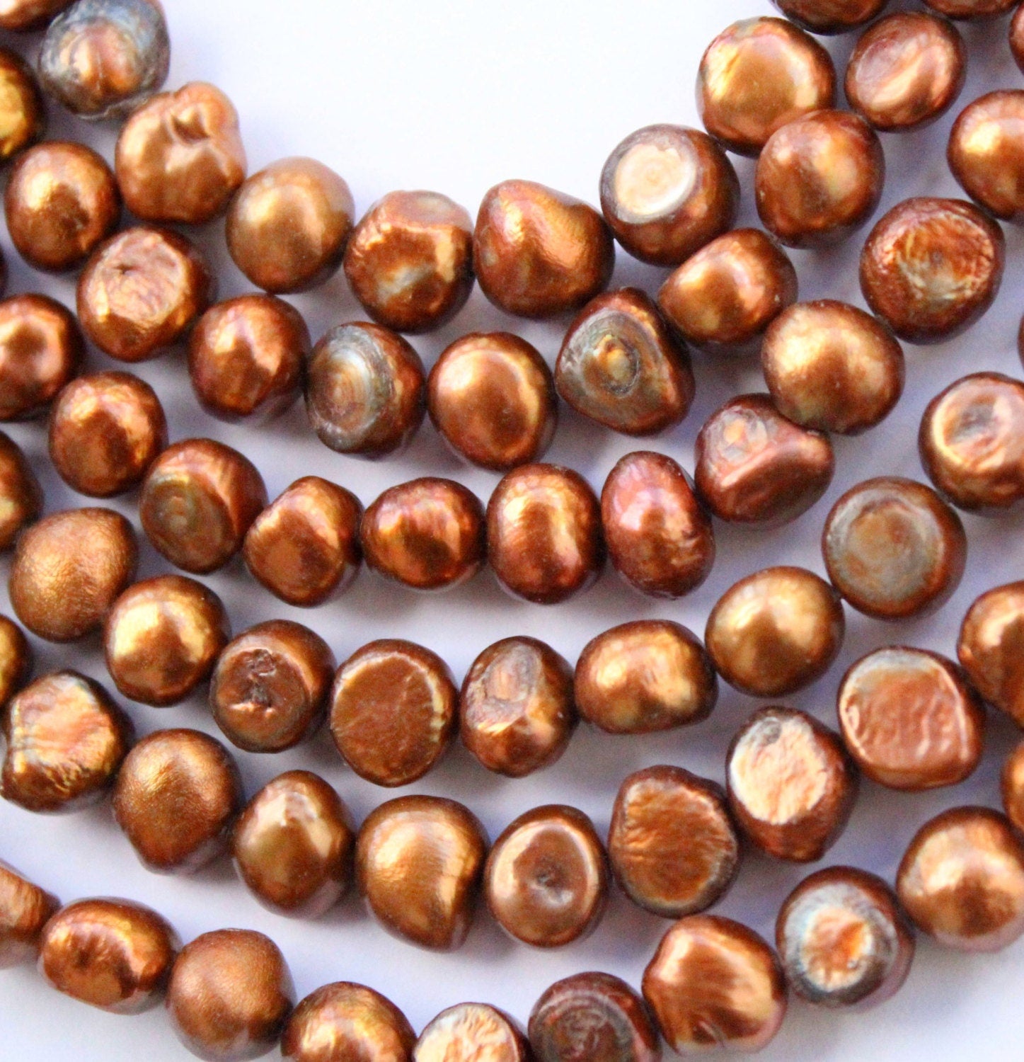 8-9mm Corn Baroque Nugget Pearl Freshwater Pearl stunning golden brown color loose pearl beads, 15" full strand 50pc #CB6049 Clearance SALE