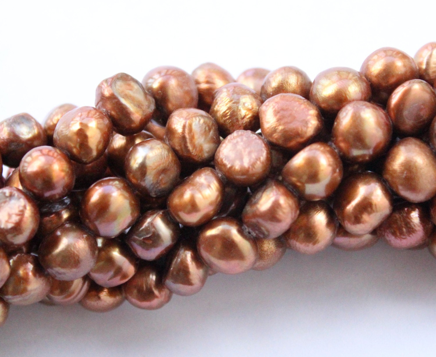 8-9mm Corn Baroque Nugget Pearl Freshwater Pearl stunning golden brown color loose pearl beads, 15" full strand 50pc #CB6049 Clearance SALE