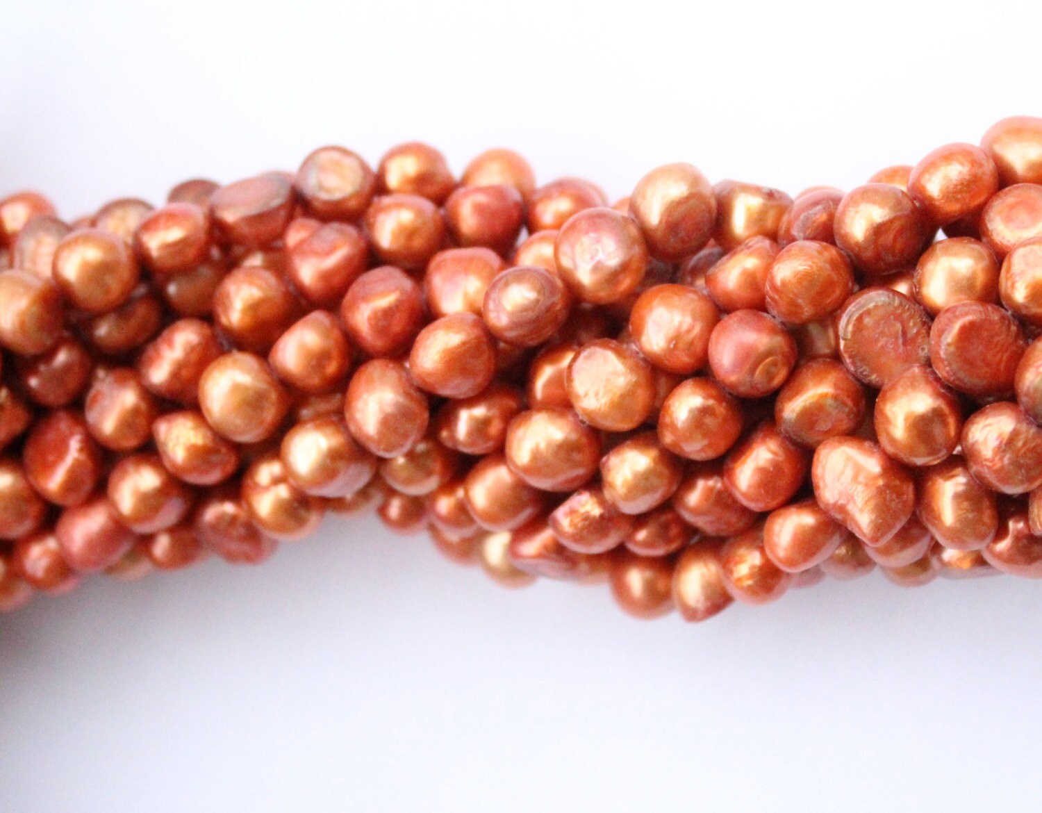 Corn Pearl Baroque Pearl Nugget Pearl Freshwater Pearl stunning bronze orange color 8-9mm----15" full strand 50 pcs #CB6050 SALE