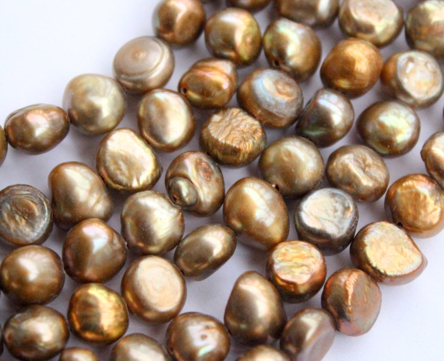 Corn Pearl Baroque Pearl Nugget Pearl Freshwater Pearl stunning vintage copper green 8-9mm----15" Full strand 50 pcs #CB6042