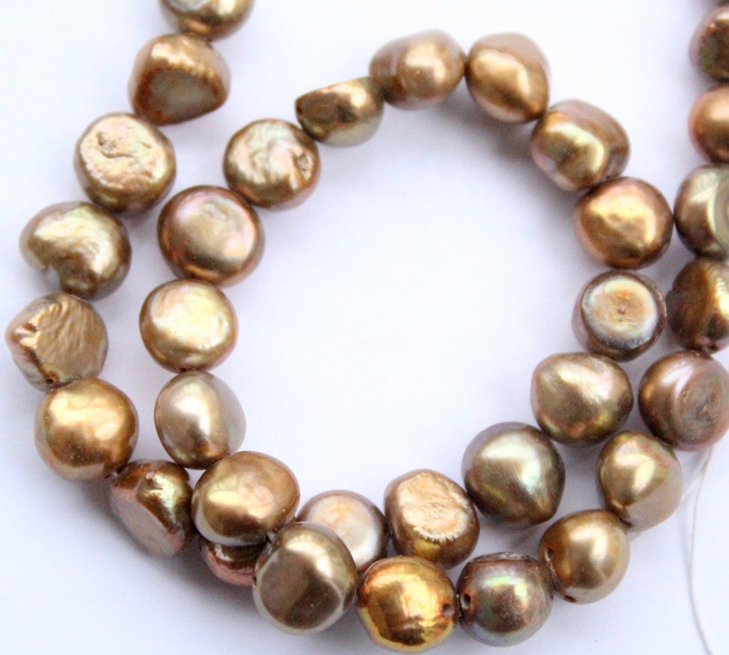 Corn Pearl Baroque Pearl Nugget Pearl Freshwater Pearl stunning vintage copper green 8-9mm----15" Full strand 50 pcs #CB6042