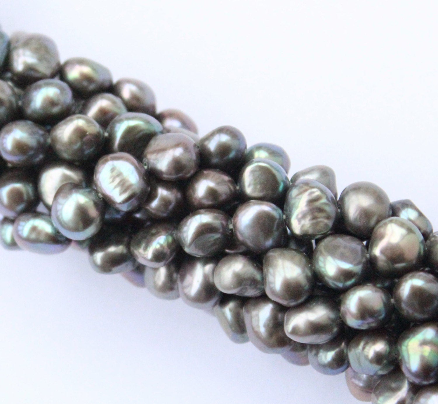 9-10mm AAA Baroque Nugget Pearl Grey peacock genuine pearl loose beads --- Full strand 15" Large     #BA4035