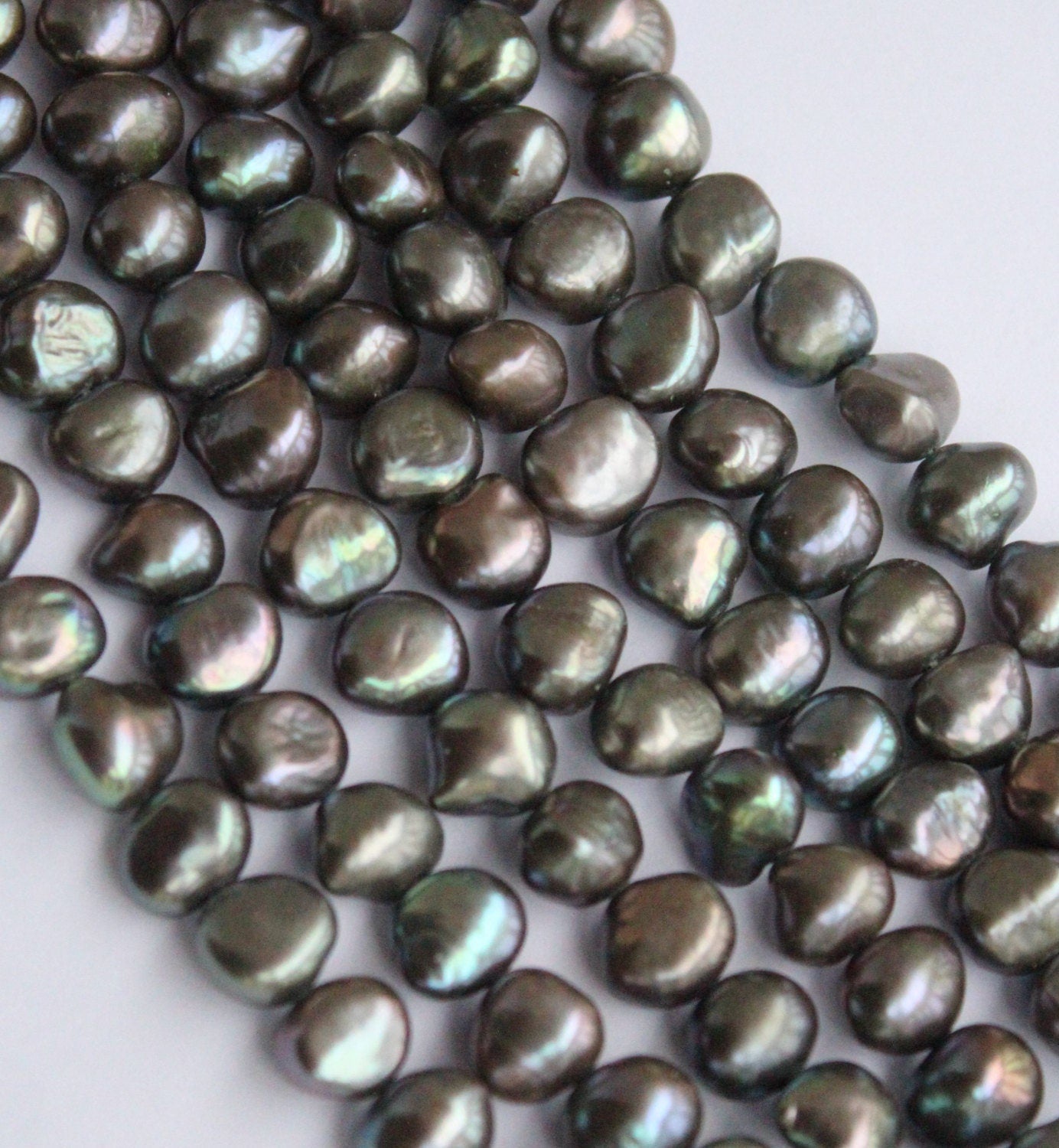 9-10mm AAA Baroque Nugget Pearl Grey peacock genuine pearl loose beads --- Full strand 15" Large     #BA4035