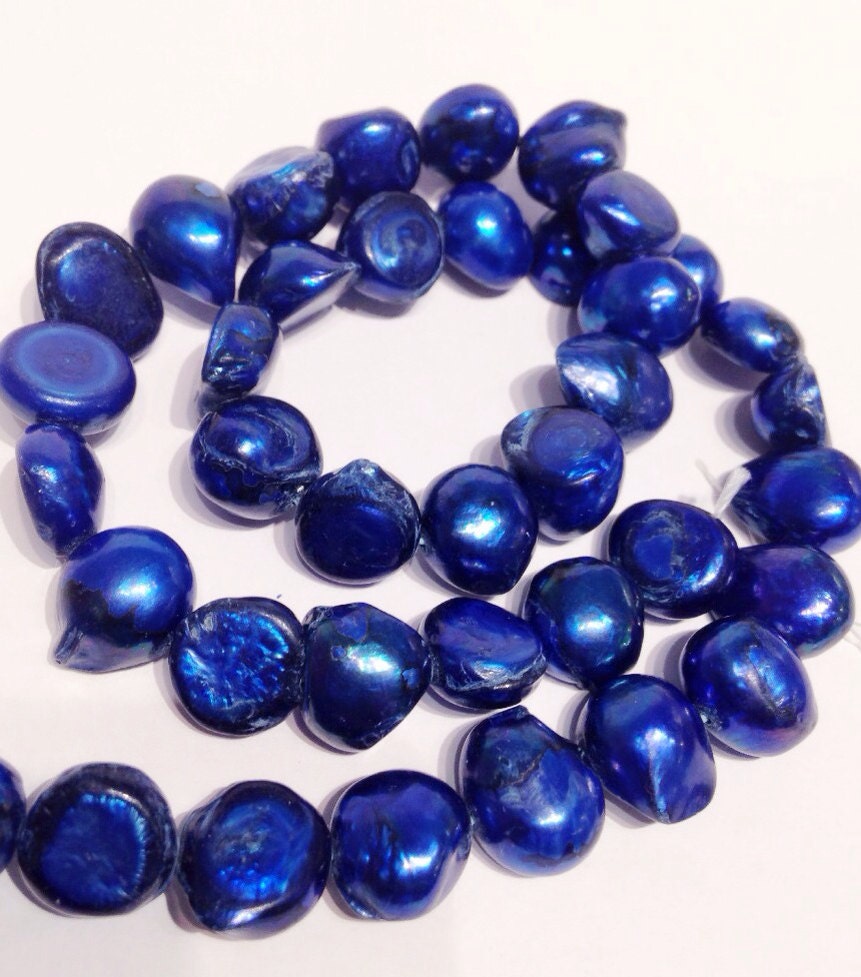 9-10mm Baroque Pearl Nugget Pearl Freshwater Pearl stunning bright blue loose pearl beads, 15" full strand 50 pcs #CB6048 Clearance SALE