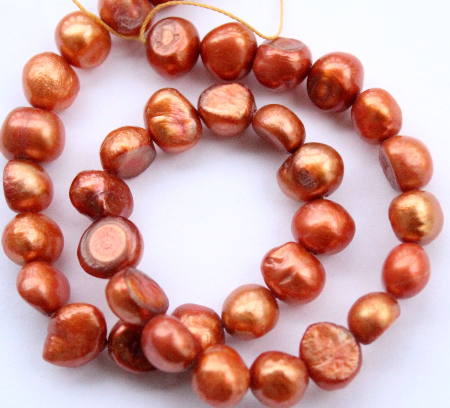 Corn Pearl Baroque Pearl Nugget Pearl Freshwater Pearl stunning bronze orange color 8-9mm----15" full strand 50 pcs #CB6050 SALE
