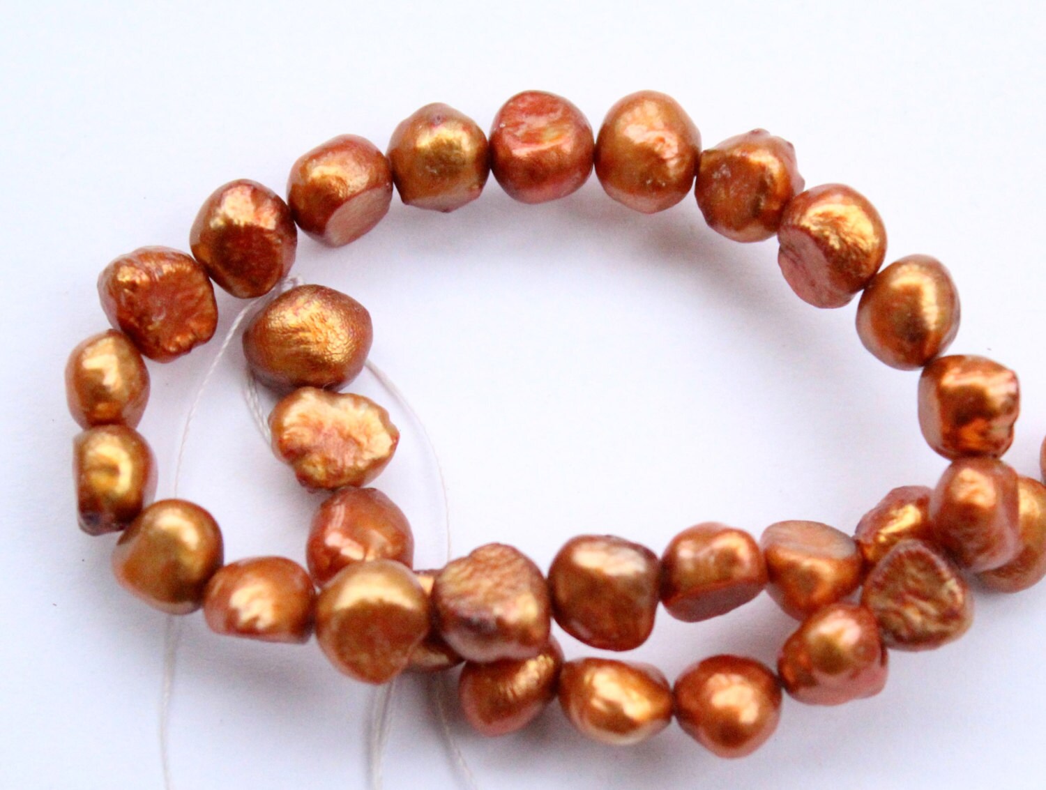 Corn Pearl Baroque Pearl Nugget Pearl Freshwater Pearl stunning bronze orange color 8-9mm----15" full strand 50 pcs #CB6050 SALE