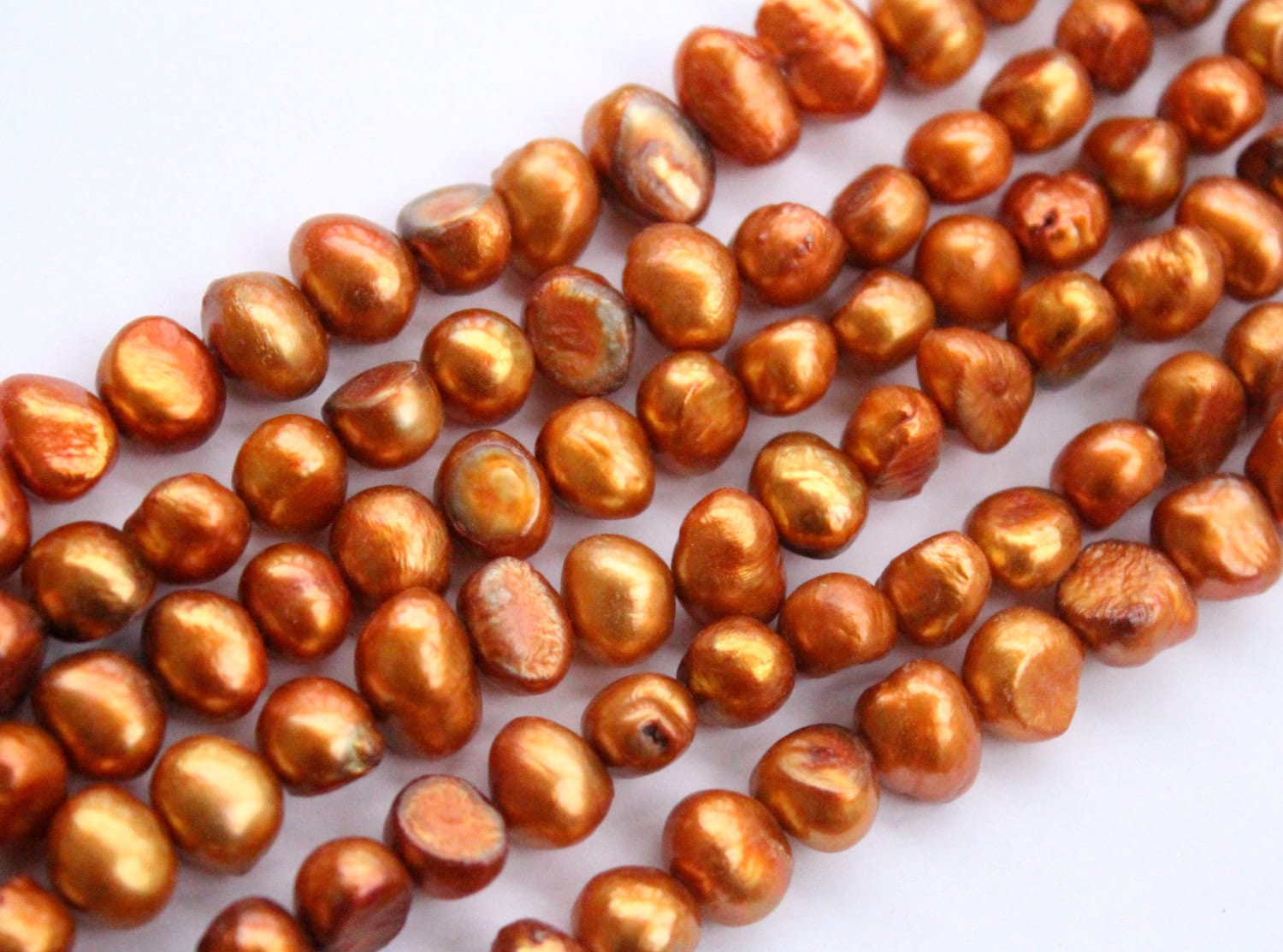 Corn Pearl Baroque Pearl Nugget Pearl Freshwater Pearl stunning bronze orange color 8-9mm----15" full strand 50 pcs #CB6050 SALE