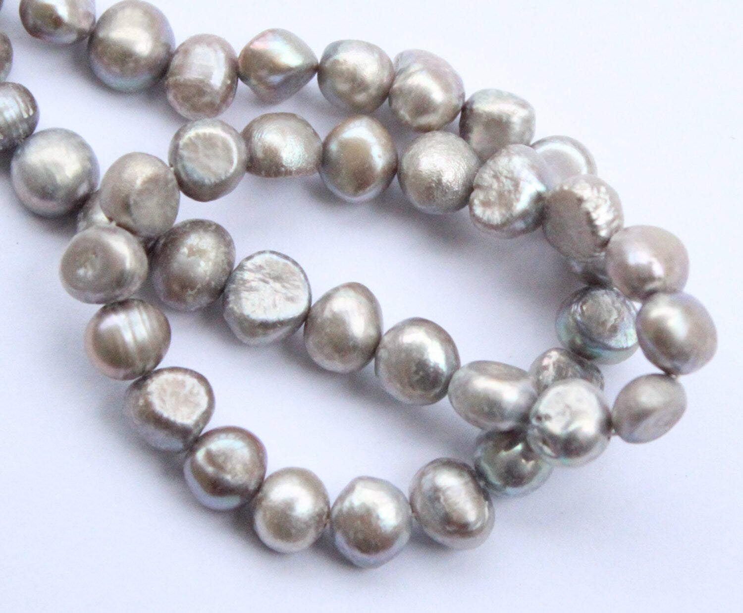 8-9mm Grey Corn Pearl Baroque Pearl Nugget Pearl Freshwater Pearl stunning Silver grey color ----15" full strand 50 pcs #CB6051 SALE