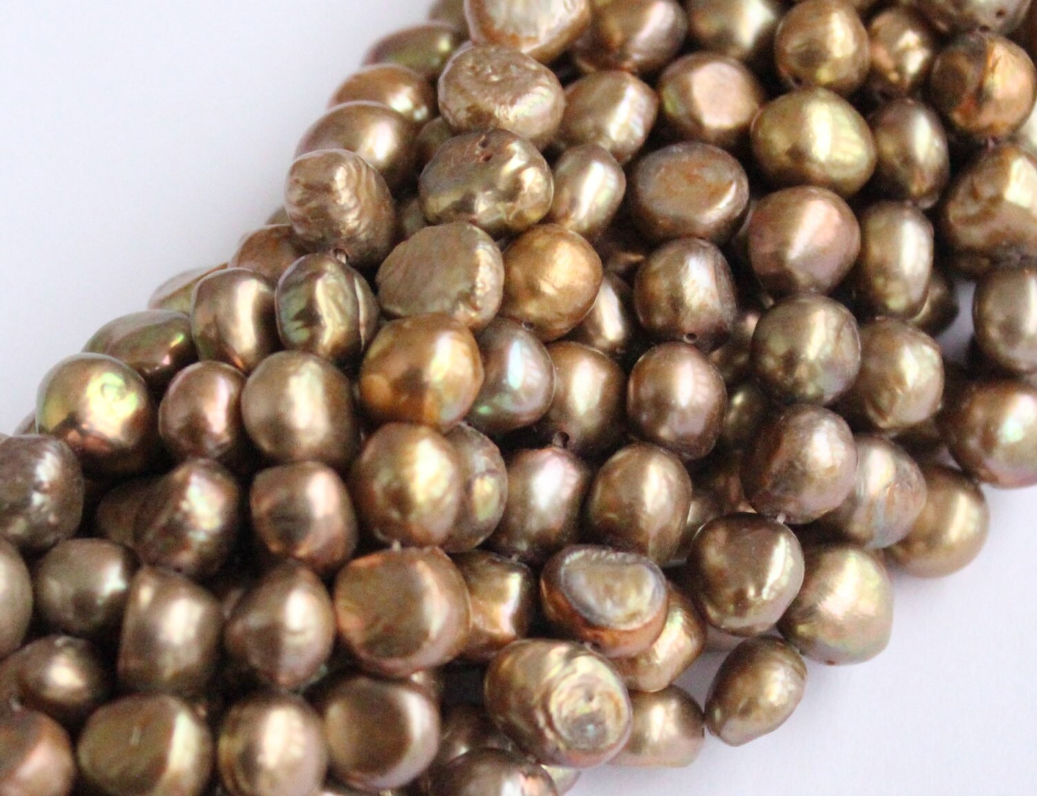 Corn Pearl Baroque Pearl Nugget Pearl Freshwater Pearl stunning vintage copper green 8-9mm----15" Full strand 50 pcs #CB6042