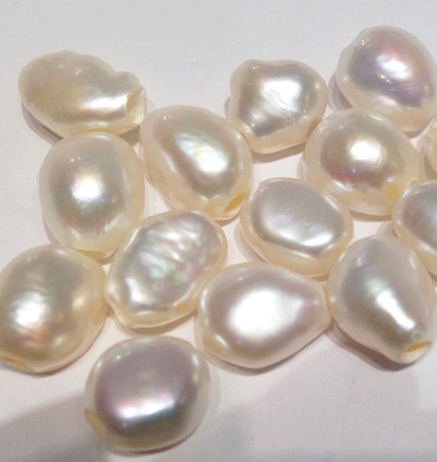 9X11mm Large Hole Pearl Baroque Pearl Freshwater Pear white Large  2.5mm 3mm hole---8 pieces set----New Arrival   #LH8041