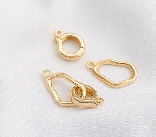 14k yellow Gold plated pearl Clasp set, baroque pearl gold buckle clasp, flexible beading leave connection clasp, wholesale #FDC018 NEW